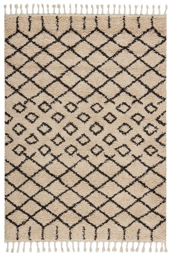 Amazon Brand – Rivet Shag Diamond Morrocan Area Rug, 7' 10" x 10' 6", Cream