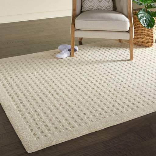 Amazon Brand – Stone & Beam Casual Geometric Wool Area Rug, 7' 6" x 5', Ivory