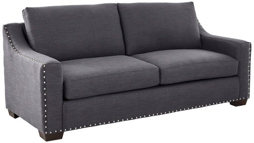 Amazon Brand – Ravenna Home Mayes Sloped Nailhead Sofa, 87"W, Slate Blue