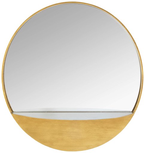 Amazon Brand - Rivet Modern Round Hanging Mirror with Shelf, 18" Diameter, Gold