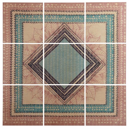 Amazon Brand – Stone & Beam Modern 9-Piece Green and Brown Geometric Print Wall Art Mural on Wood, 60" x 60"