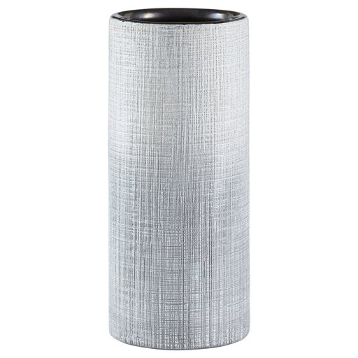 Amazon Brand – Rivet Rustic Stoneware Indoor Outdoor Flower Plant Home Decor Cylinder Vase, 9"H, Silver