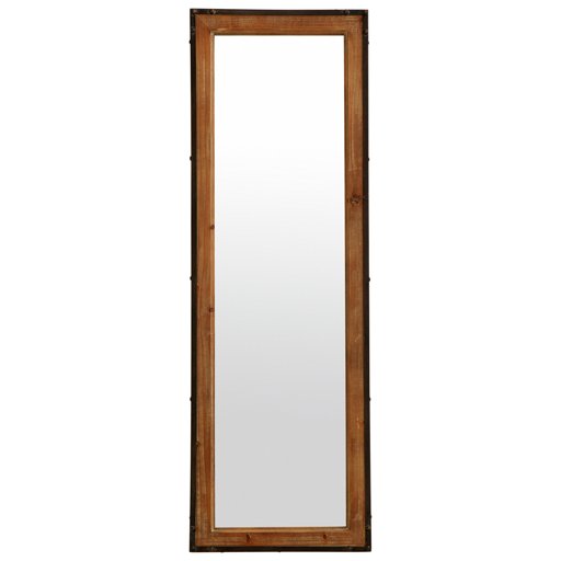 Amazon Brand – Stone & Beam Wood and Iron Hanging Wall Mirror, 42.25" Height, Natural Wood and Black