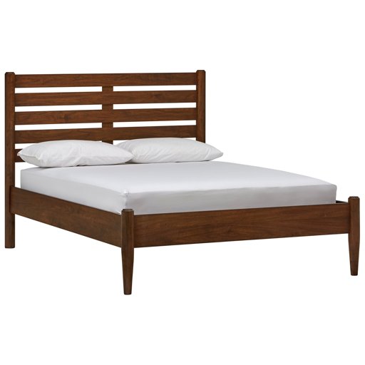 Amazon Brand – Rivet Jonathan Mid-Century Modern Wood King Bed Frame Platform with Headboard, 81.5"W, Walnut