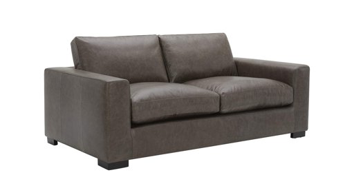 Amazon Brand – Stone & Beam Westview Extra-Deep Down-Filled Leather Loveseat Sofa Couch, 75.6"W, Dark Grey