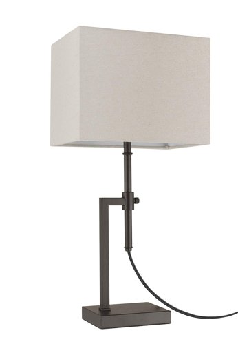 Amazon Brand – Stone & Beam Contemporary Adjustable Height Table Lamp with Rectangular Linen Shade, LED Bulb Included, 26"H, Brown