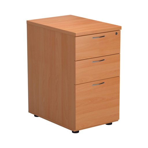 Office Hippo Heavy Duty 3 Drawer Desk High Pedestal, Pre-Assembled, Wood, Beech, 60 cm Deep