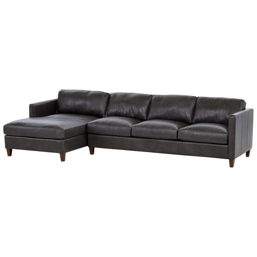 Amazon Brand – Stone & Beam Andover Leather Left-Facing Sofa-Chaise Sectional, 126"W, Charcoal